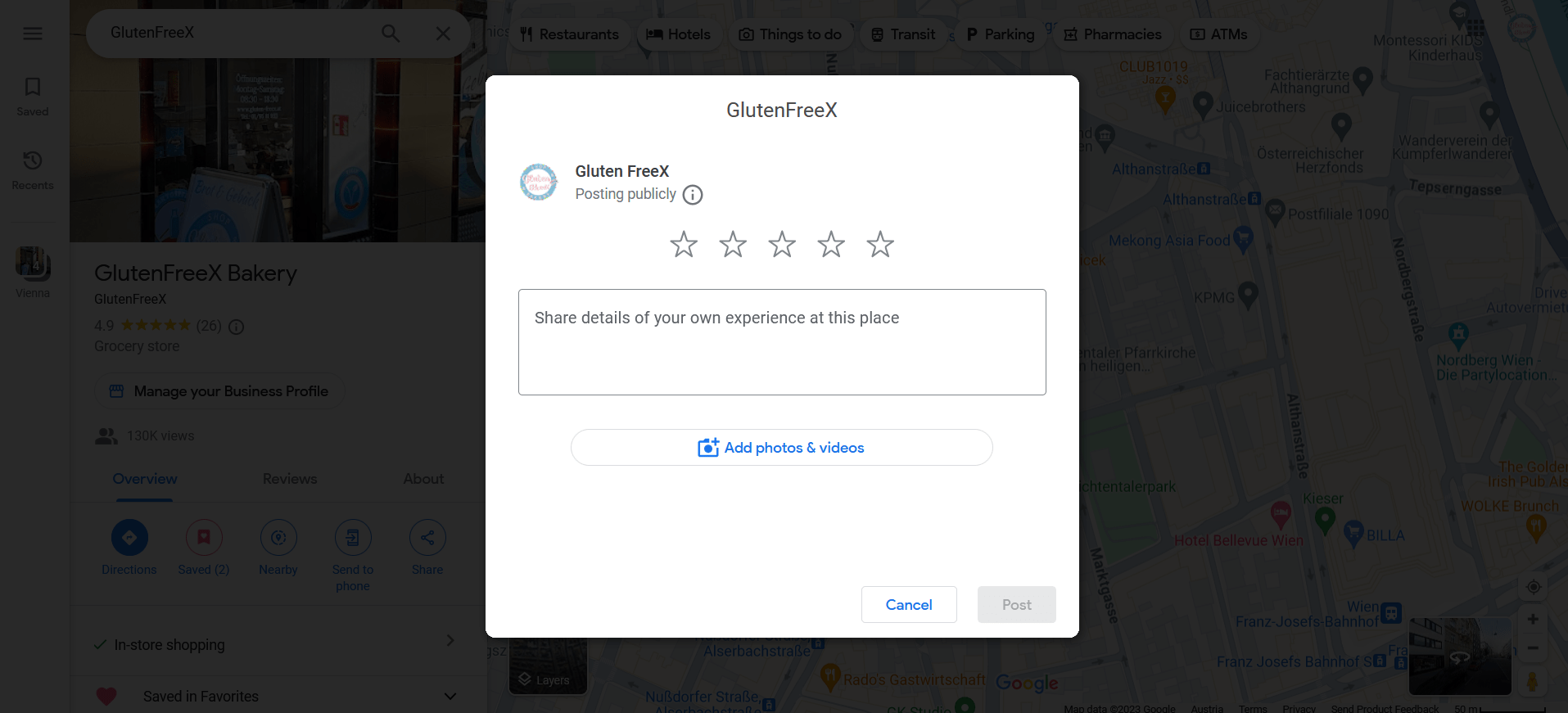 Google Maps GlutenFreeX Feedback
